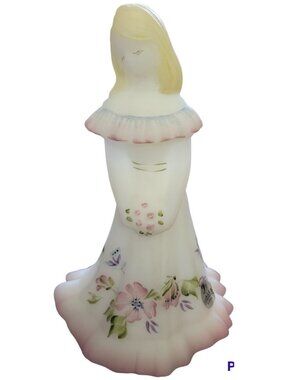 Signed Fenton Custard Handpainted Bridesmaid Figurine Floral Design 1983 Retired